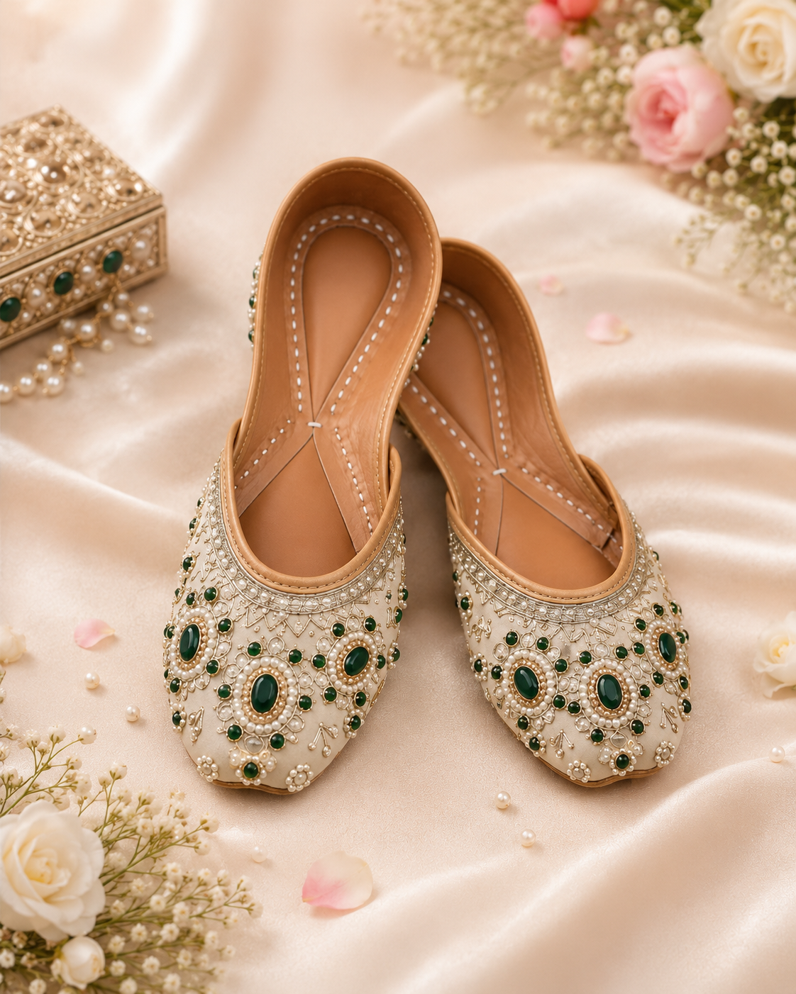 Shahi Panna – Handcrafted Leather Mojri for Women