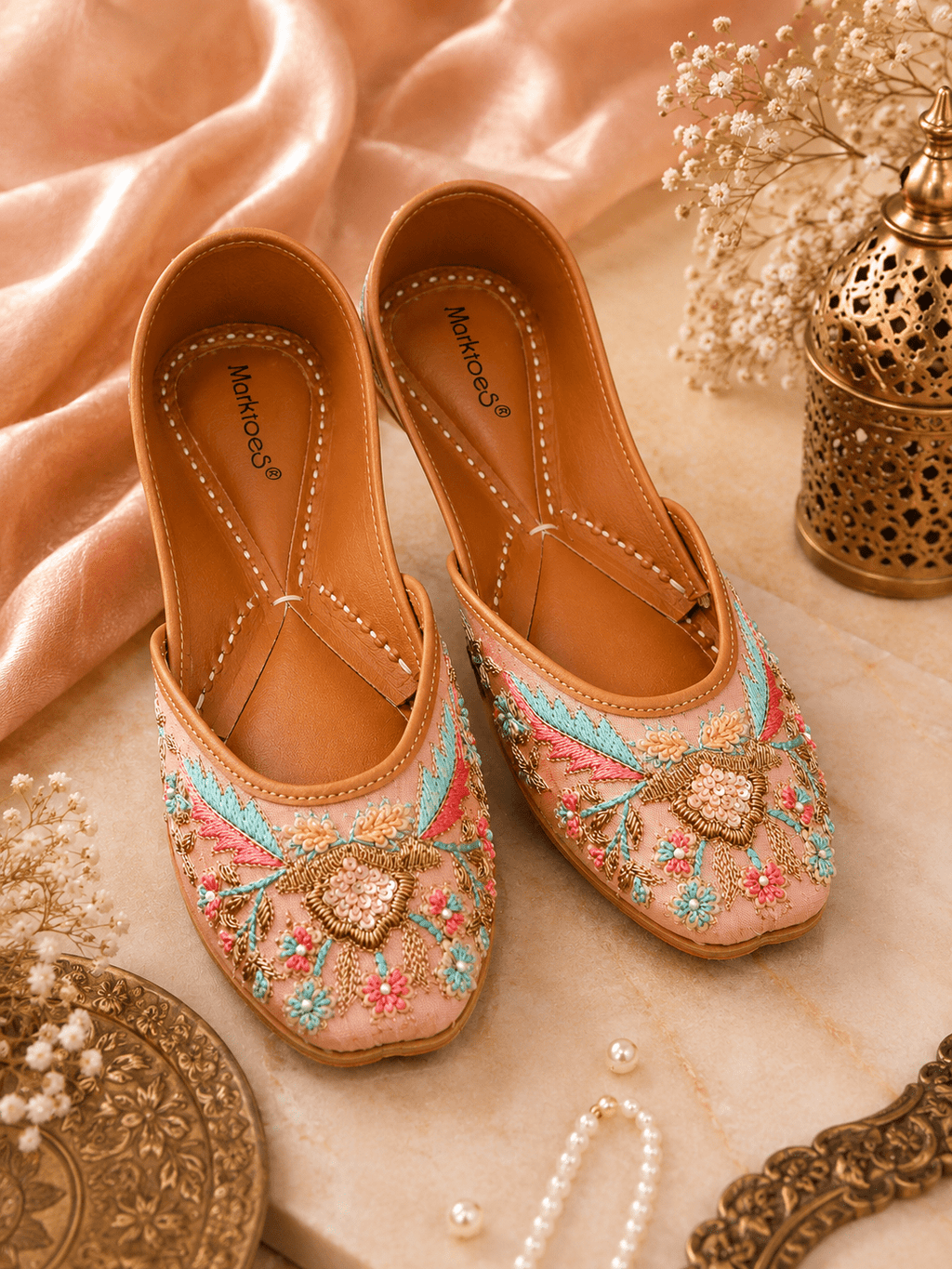 Gulnaar – Handcrafted Leather Mojri for Women - Marktoes